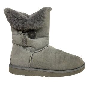 Ugg Bailey Button Boot Womens Size 10 Suede Fur Gray Boots Shoes Booties Grey